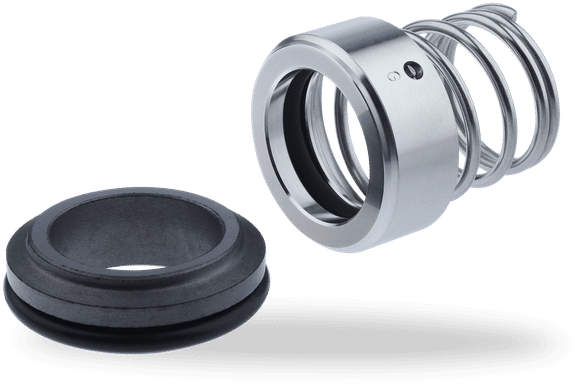 Seal Proof pusher-type mechanical shaft seal — rotating face, spring and secondary seal assembly.